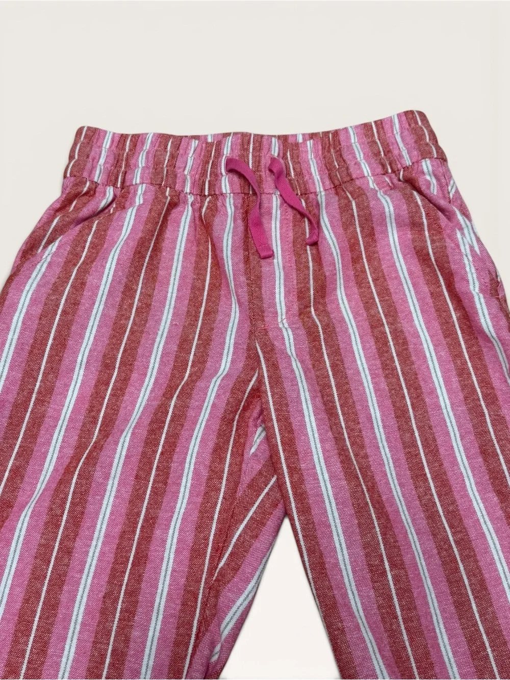 Gap Kids Pink & White Striped Woven Pull-On Pants Size Medium